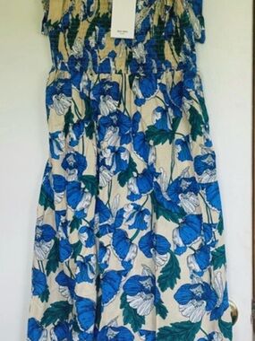 Floral Blue & Cream Summer Maxi Dress